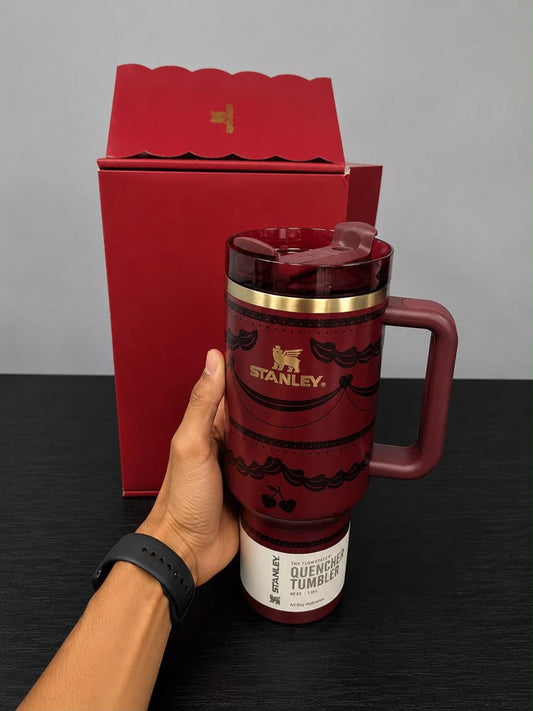 Stanley KAROL G Quencher 40oz Red Floral Tumbler Handle Drink-Through Lid Straw