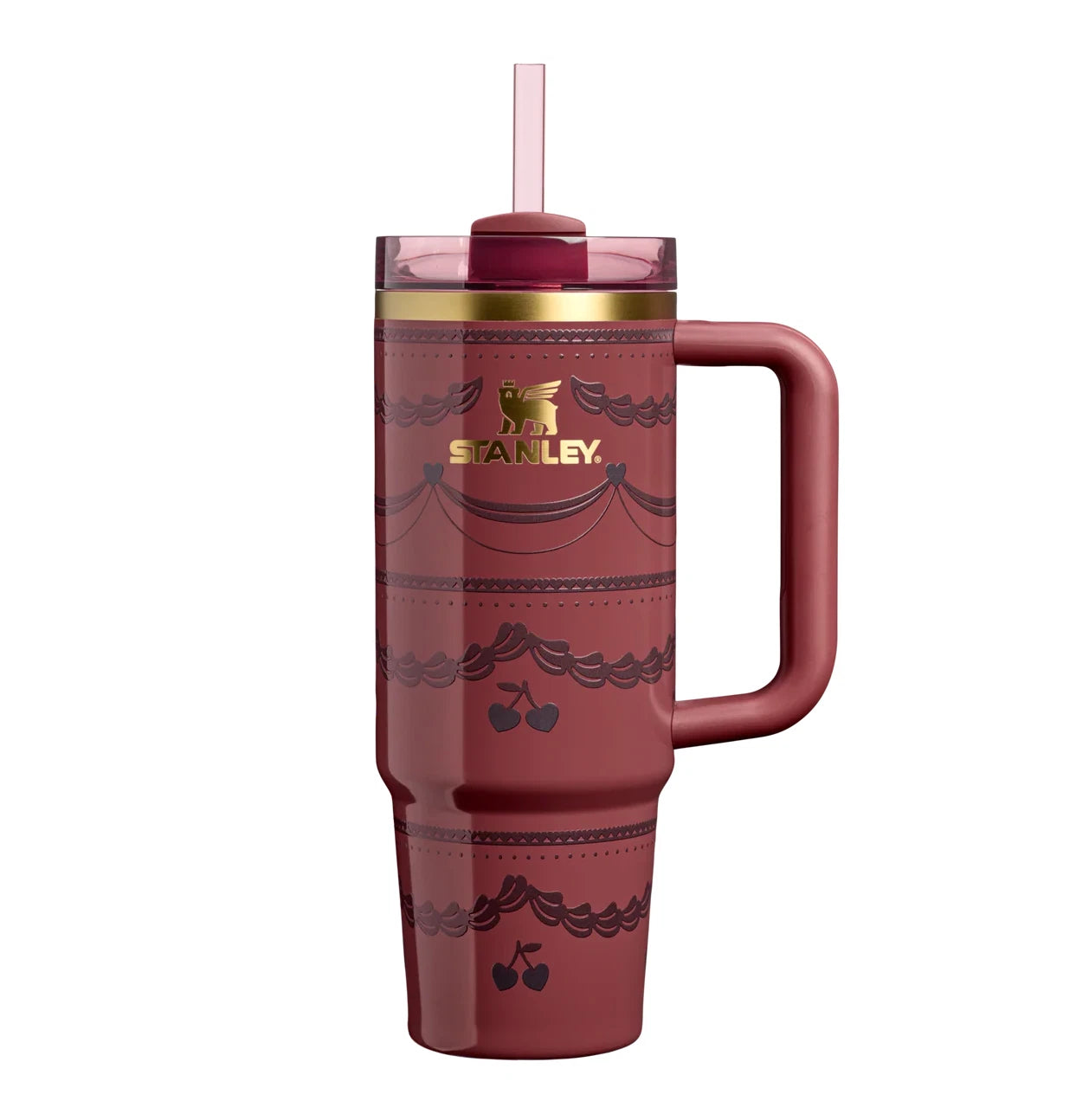 Stanley KAROL G Quencher 40oz Red Floral Tumbler Handle Drink-Through Lid Straw