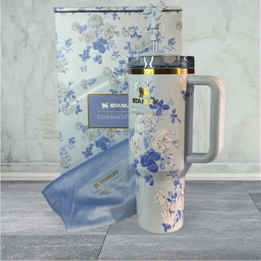 Stanley X Love Shack Fancy Tumbler 40oz Holiday Rosa Beaux Blue